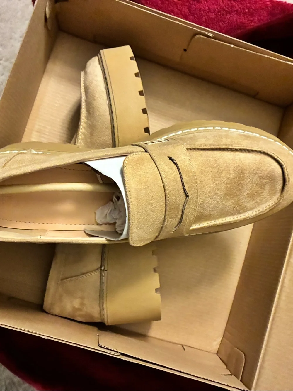 JustFab Chunky Platform Loafers in Tan